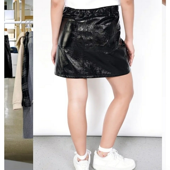 Faux Patent Leather Mini Skirt - Picture 4 of 7